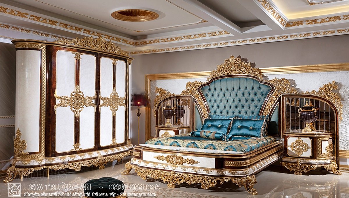 Nội thất phòng ngủ cổ điển dát vàng cao cấp