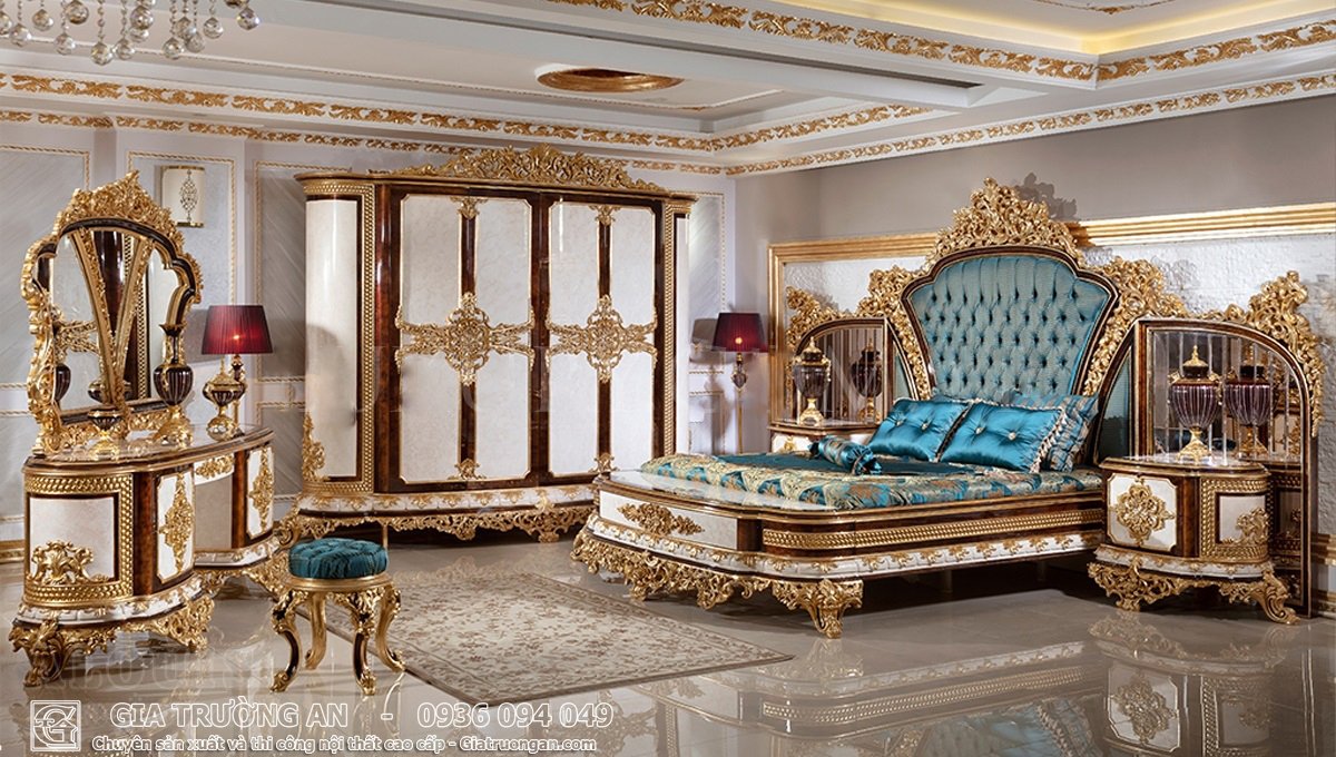 Nội thất phòng ngủ cổ điển dát vàng cao cấp
