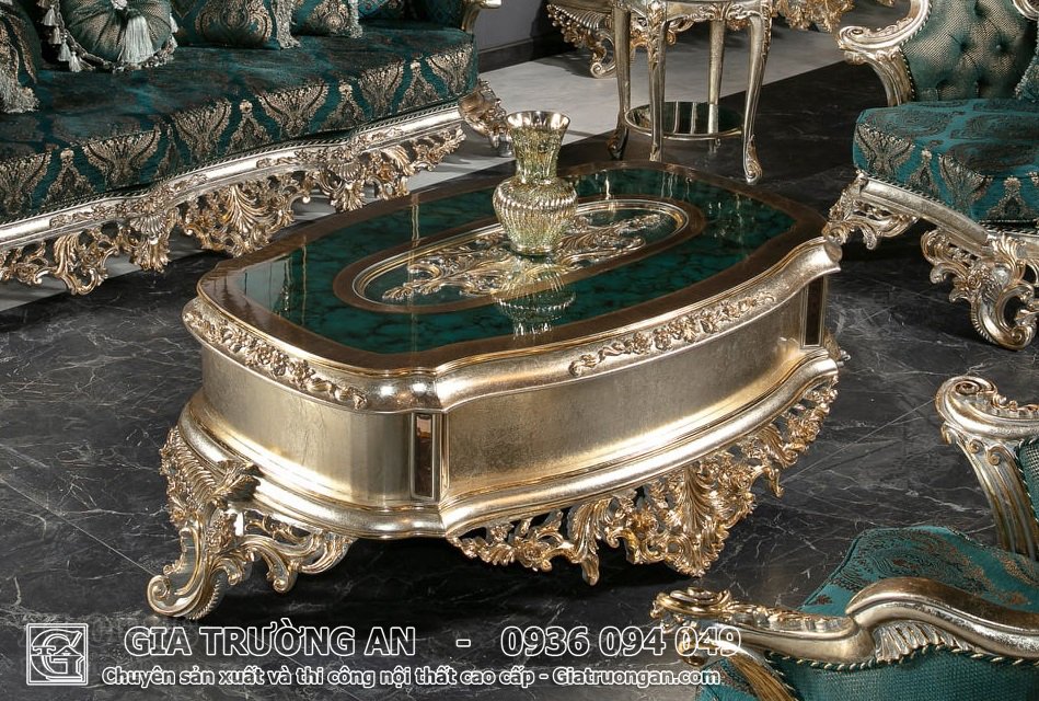 Bàn Sofa cổ điển dát vàng phòng khách sang trọng 01