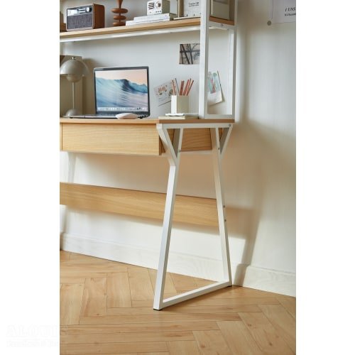 Bàn học khung sắt kết hợp kệ sách