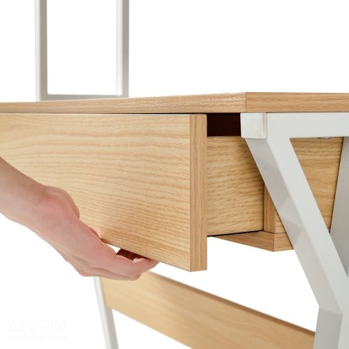 Bàn học khung sắt kết hợp kệ sách