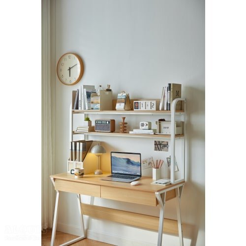 Bàn học khung sắt kết hợp kệ sách