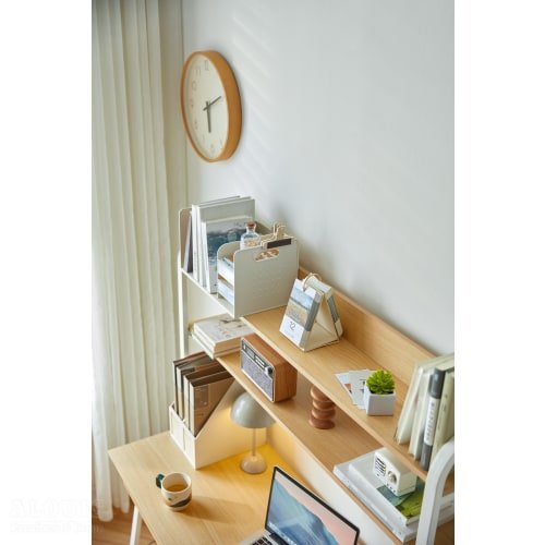 Bàn học khung sắt kết hợp kệ sách