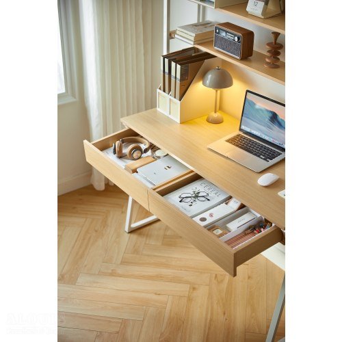 Bàn học khung sắt kết hợp kệ sách