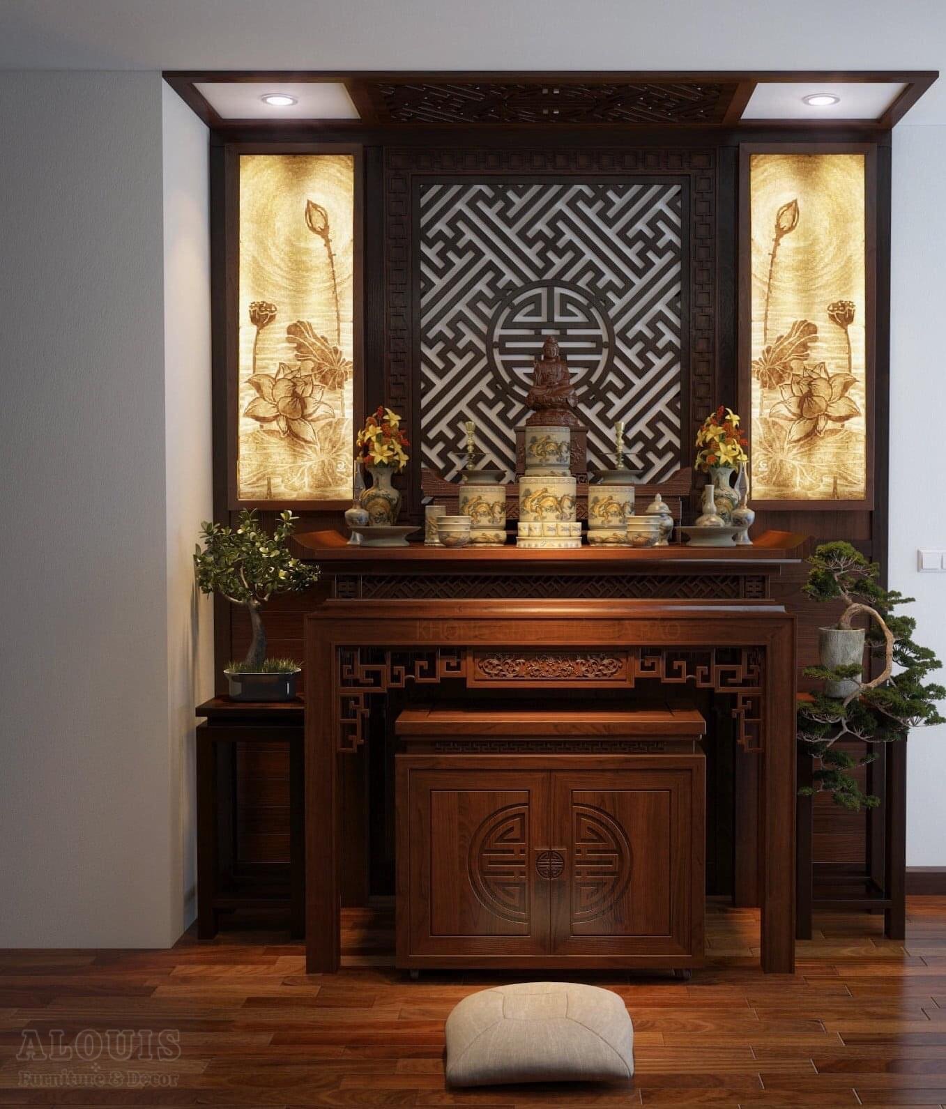 Mẫu Nội Thất Phòng Thờ - GIA TRƯỜNG AN thi công phòng thờ