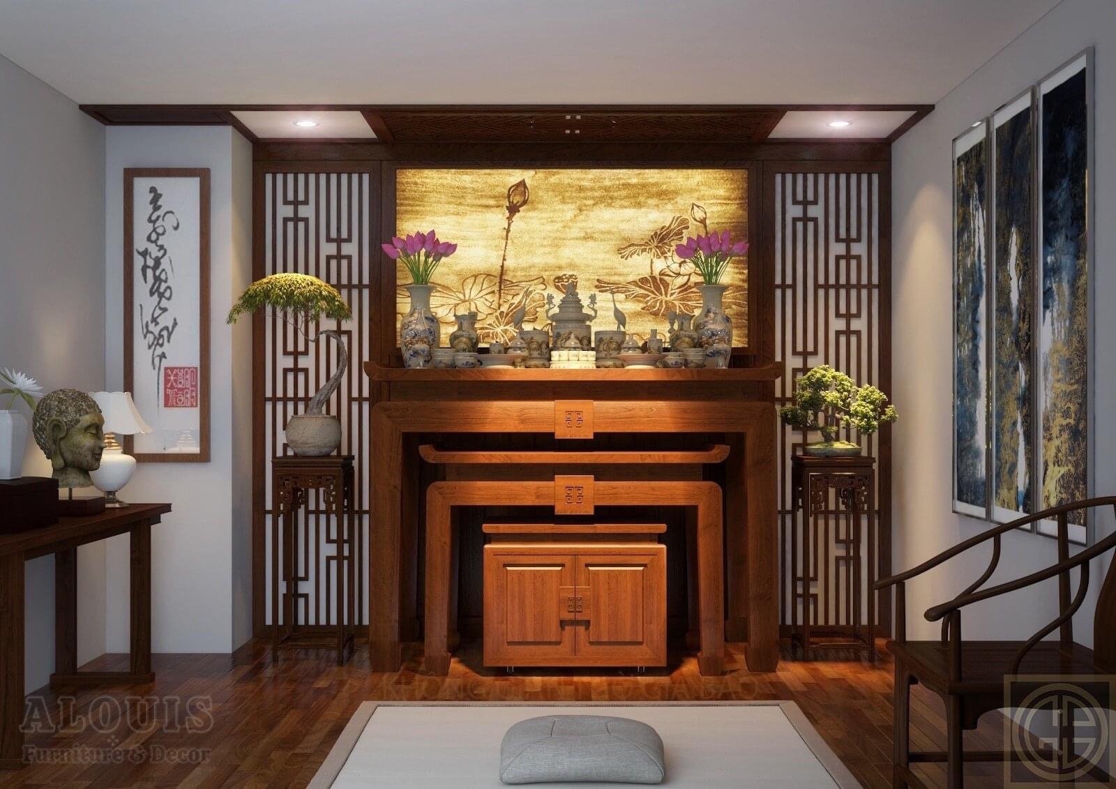 Mẫu Nội Thất Phòng Thờ - GIA TRƯỜNG AN thi công phòng thờ