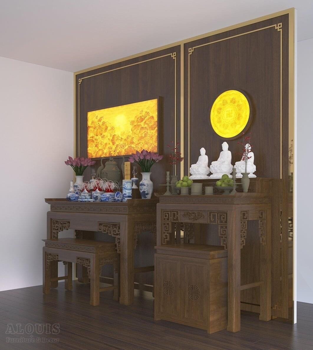 Mẫu Nội Thất Phòng Thờ - GIA TRƯỜNG AN thi công phòng thờ